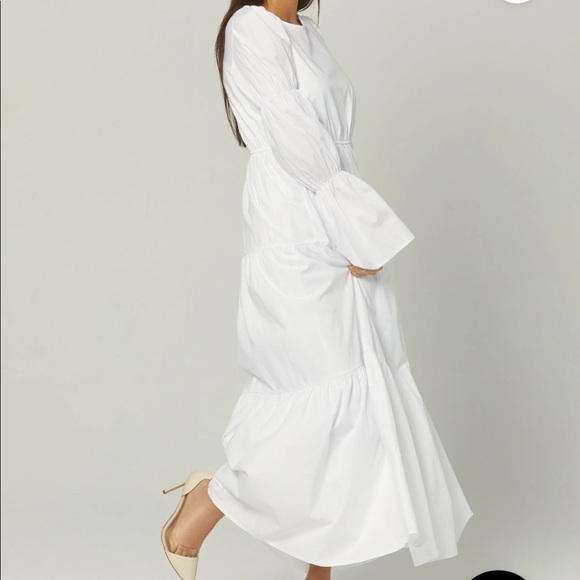 Zahra the label ALAINA TIERED SMOCK MAXI DRESS- WHITE - Picture 2 of 6